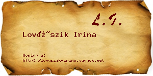 Lovászik Irina névjegykártya